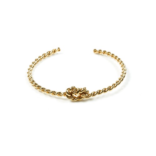gold colored twisted bangle with rope