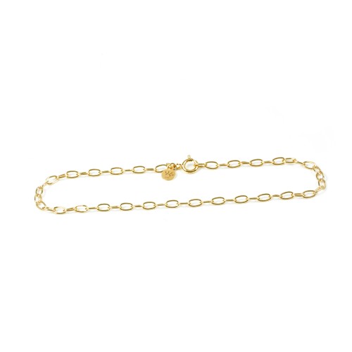 handmade ankle chain with wide links mesh in gold plated