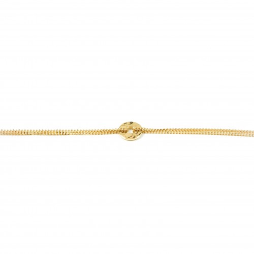 bracelet doré avec rond soudé en argent plaqué or 24k