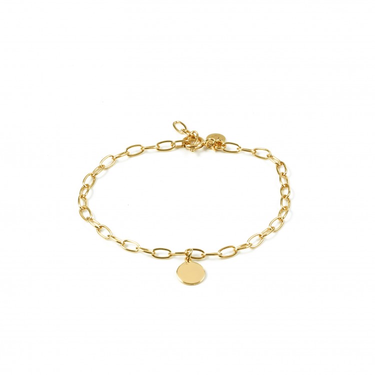 Bracelet with engraving medallion in 24k gold plated silver