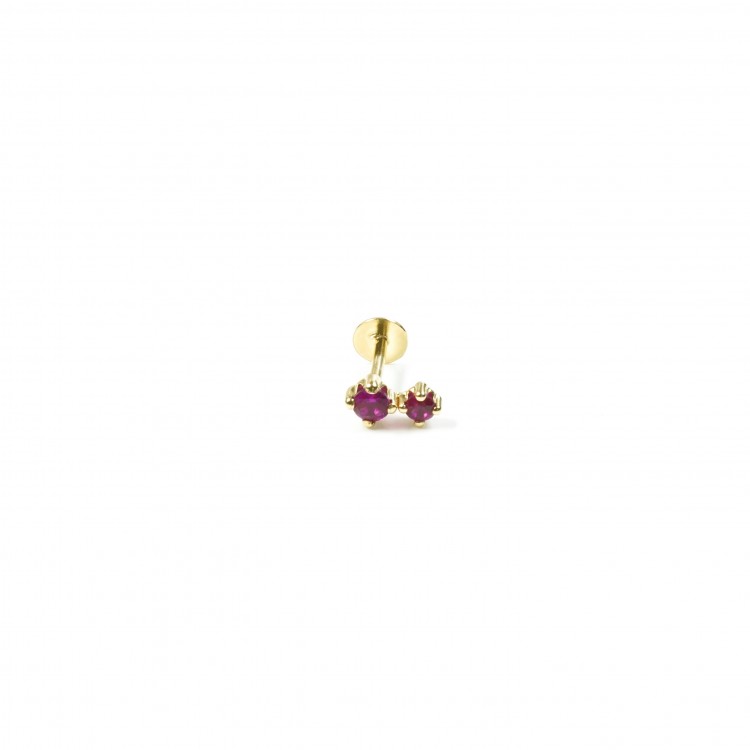 ear piercing in gold 18k with pink stones