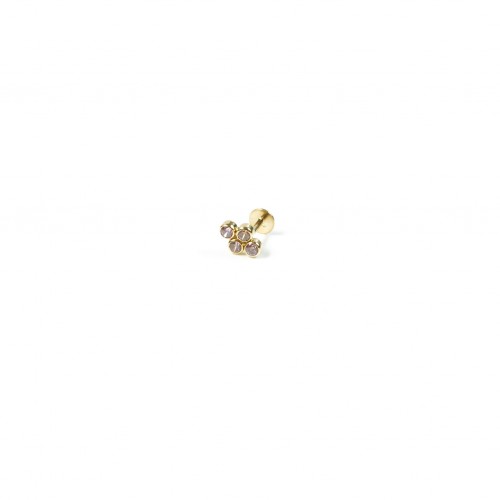 colored 18k gold ear piercing with stones
