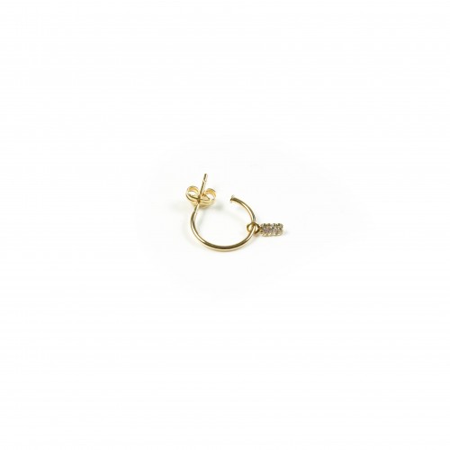 Gold hoop earring with stone
